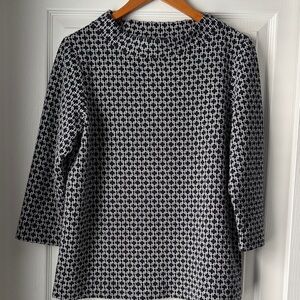 Ann Taylor Blue and White Geometric Blouse